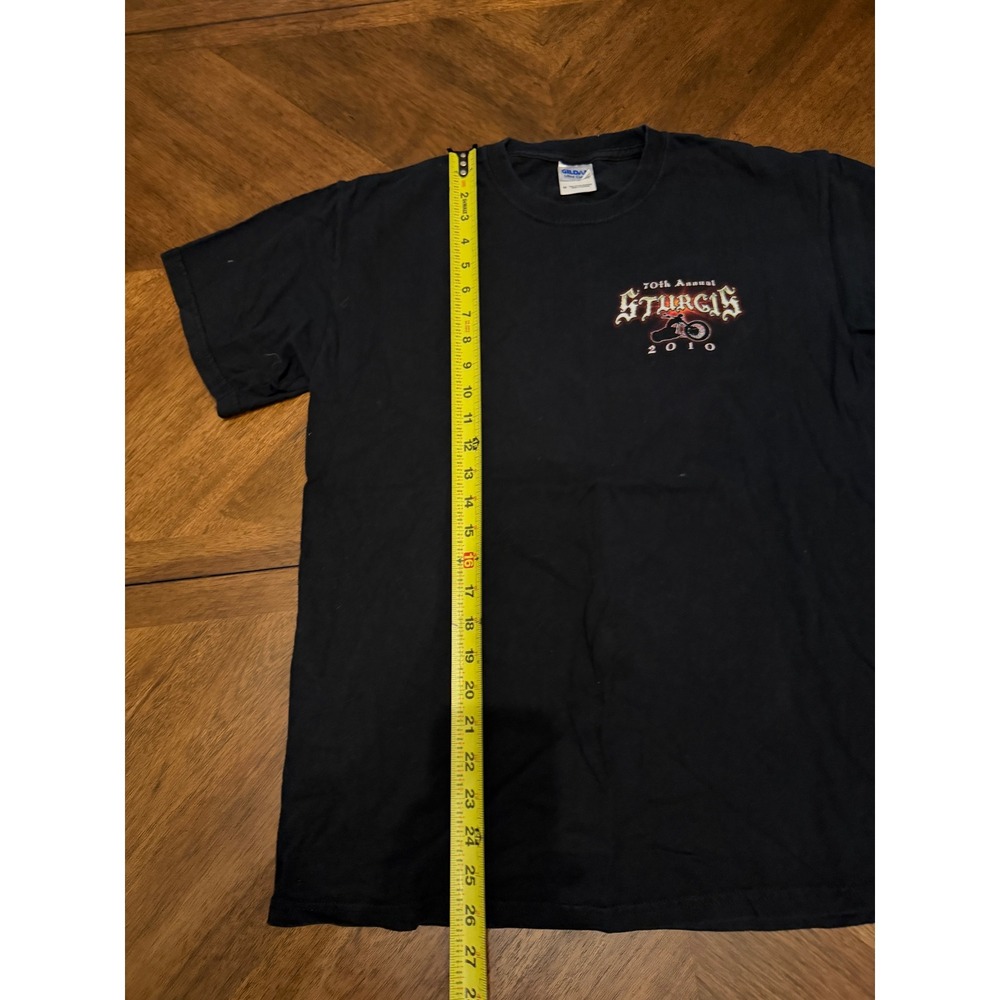 Gildan Mens 2010 Sturgis 70th Anniversary Motorcycle Rally Skull T-Shirt Black M - Picture 5 of 6